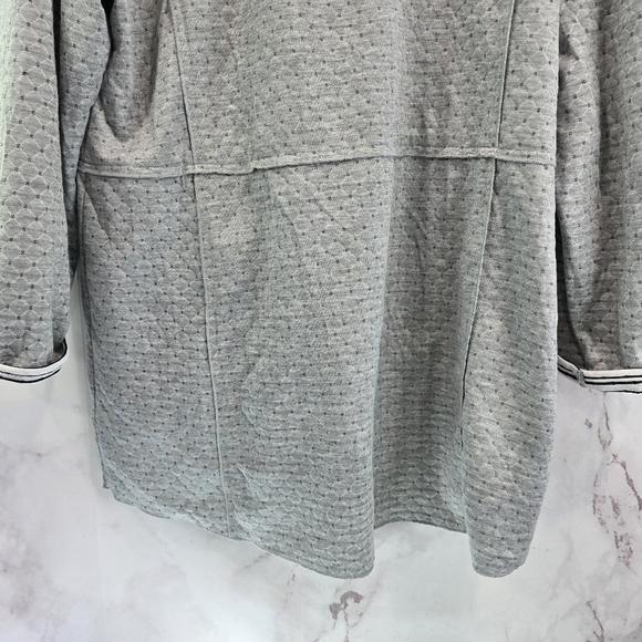 Chicos Jacket Womens XL 3 Gray Hooded Textured Knit Quilted Unstructured Striped - Picture 7 of 11